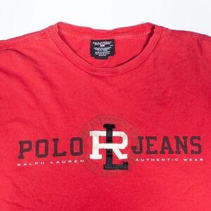 Polo Jeans Co. RL Ralph Lauren Graphic 90s Vintage T-Shirt Authentic Wear Red L